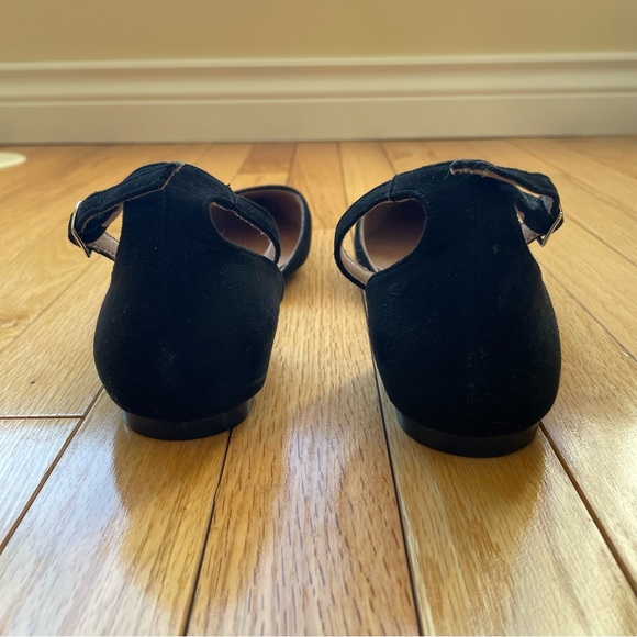 Vanessa Wu Ankle Strap Flat in Black Suede - Picture 2 of 6